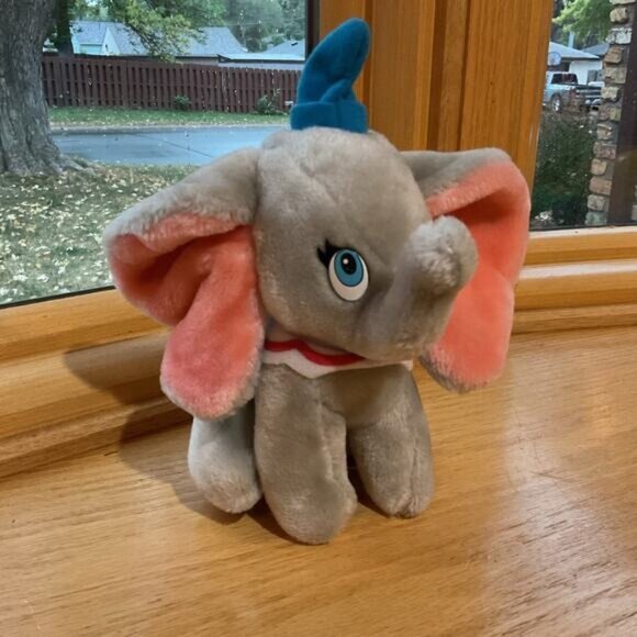 Disney Dumbo Plush Toy Gray Pink Elephant Blue Hat Disneyland Walt Disney World - Picture 3 of 5